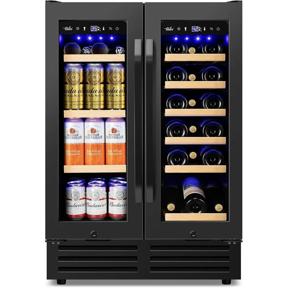 24 Dual Zone Wine & Beverage Cooler, Under-Counter or Freestanding, Holds 18 Bottles & 68 Cans, Glass Door with Lock for Wine, S
24 Dual Zone Wine & Beverage Cooler, Under-Counter or Freestanding, Holds 18 Bottles & 68 Cans, Glass Door with Lock for Wine, S