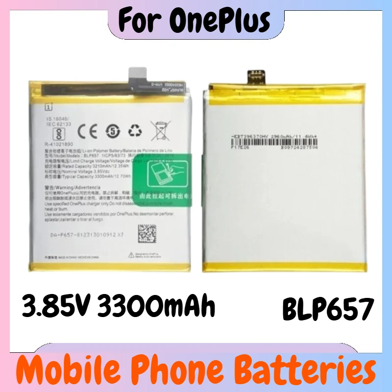 BLP657 Battery 3.85V 3300mAh for OnePlus 6 A6001 Mobile Phone Replacement Battery Brand-New High Quality
BLP657 Battery 3.85V 3300mAh for OnePlus 6 A6001 Mobile Phone Replacement Battery Brand-New High Quality