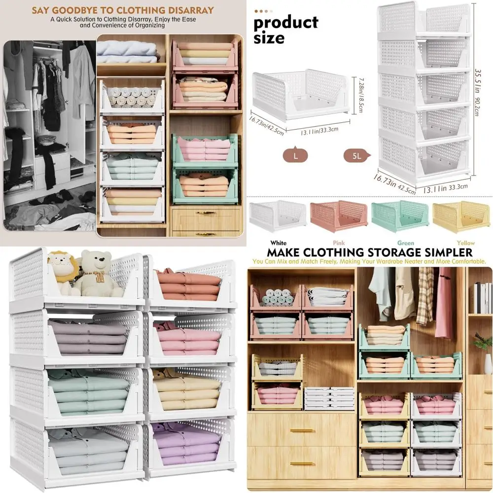 Набор из 5 складных корзин для хранения в шкафу, универсальные и компактные органайзеры для домашнего хранения в различных комнатах, экономия пространства
Набор из 5 складных корзин для хранения в шкафу, универсальные и компактные органайзеры для домашнего хранения в различных комнатах, экономия пространства