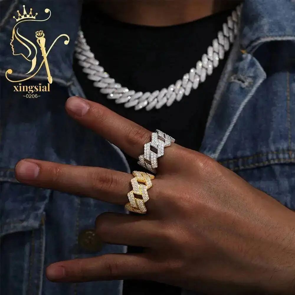 Custom Hip Hop Cuban Ring 925 Silver Iced Out Micro Pave Moissanite Men Rings VVS Moissanite Cluster Rings
Custom Hip Hop Cuban Ring 925 Silver Iced Out Micro Pave Moissanite Men Rings VVS Moissanite Cluster Rings
