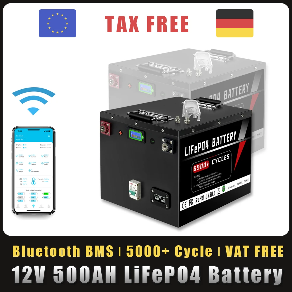 12V 200Ah 300Ah 500Ah LiFePO4 Battery Pack Built-in Bluetooth BMS For Solar Household Storage inverter RV Boat No Tax
12V 200Ah 300Ah 500Ah LiFePO4 Battery Pack Built-in Bluetooth BMS For Solar Household Storage inverter RV Boat No Tax