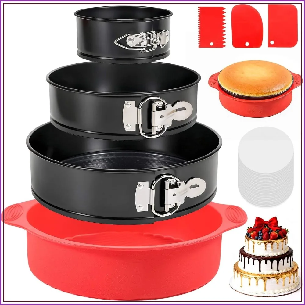 4 7 9 Inch Springform Pan Set with Silicone Protector, 50 Pcs Parchment Liners, 3 Scrapers, Leakproof Nonstick for Water Bath Baking
4 7 9 Inch Springform Pan Set with Silicone Protector, 50 Pcs Parchment Liners, 3 Scrapers, Leakproof Nonstick for Water Bath Baking