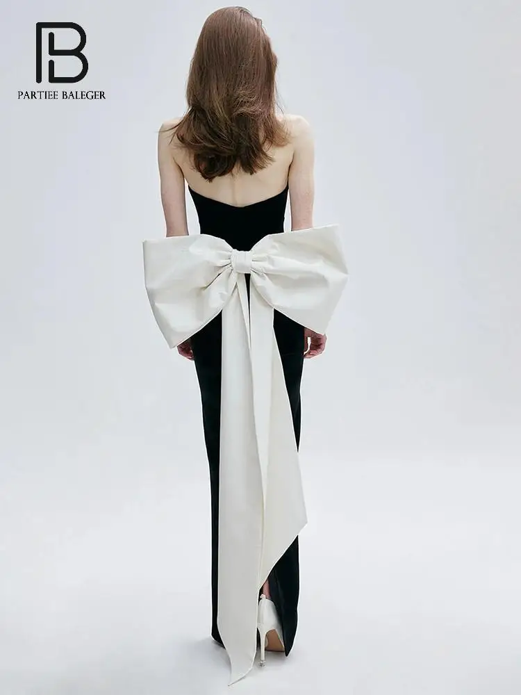 PB Elegant Black Strapless Bandage Long Dress with Oversized White Bow for Birthday Party Weddings Red - carpet Vestido
PB Elegant Black Strapless Bandage Long Dress with Oversized White Bow for Birthday Party Weddings Red - carpet Vestido