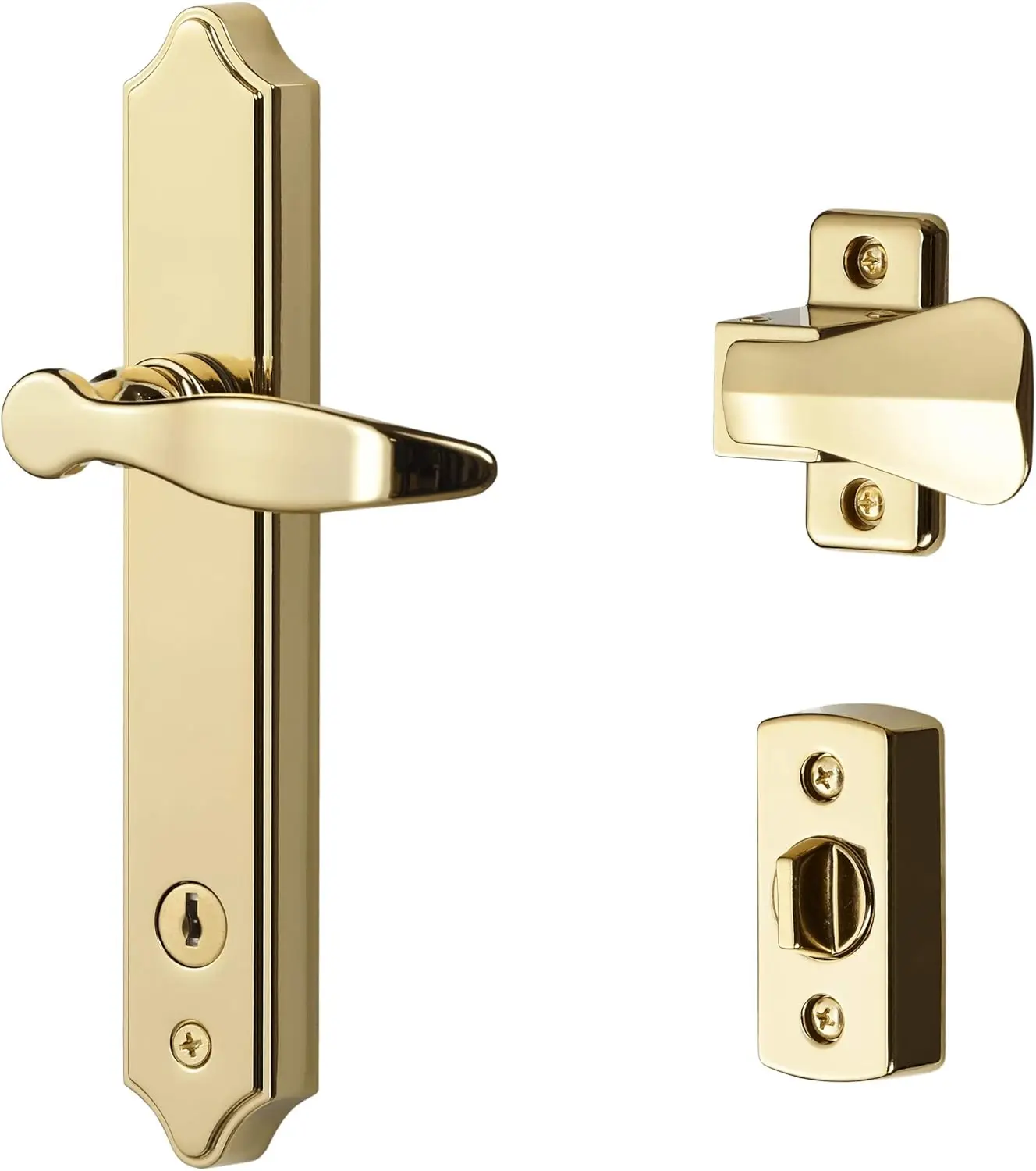 Storm Door Lever Set with Keyed Deadbolt, Bright Brass, 2-Post Design
Storm Door Lever Set with Keyed Deadbolt, Bright Brass, 2-Post Design