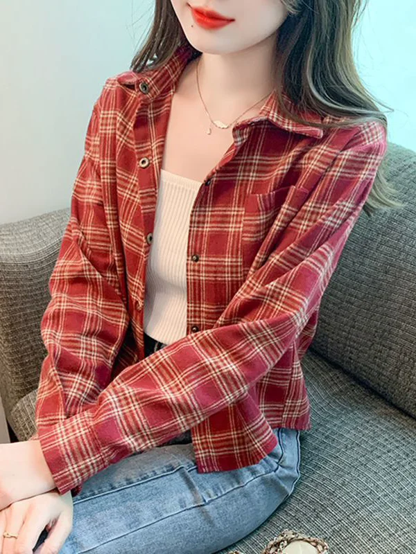 Retro Plaid Women's Summer Long Sleeve Shirt Coat Sun Protection Short Style Polyester Fiber Loose Fit Button up Casual Shirt
Retro Plaid Women's Summer Long Sleeve Shirt Coat Sun Protection Short Style Polyester Fiber Loose Fit Button up Casual Shirt