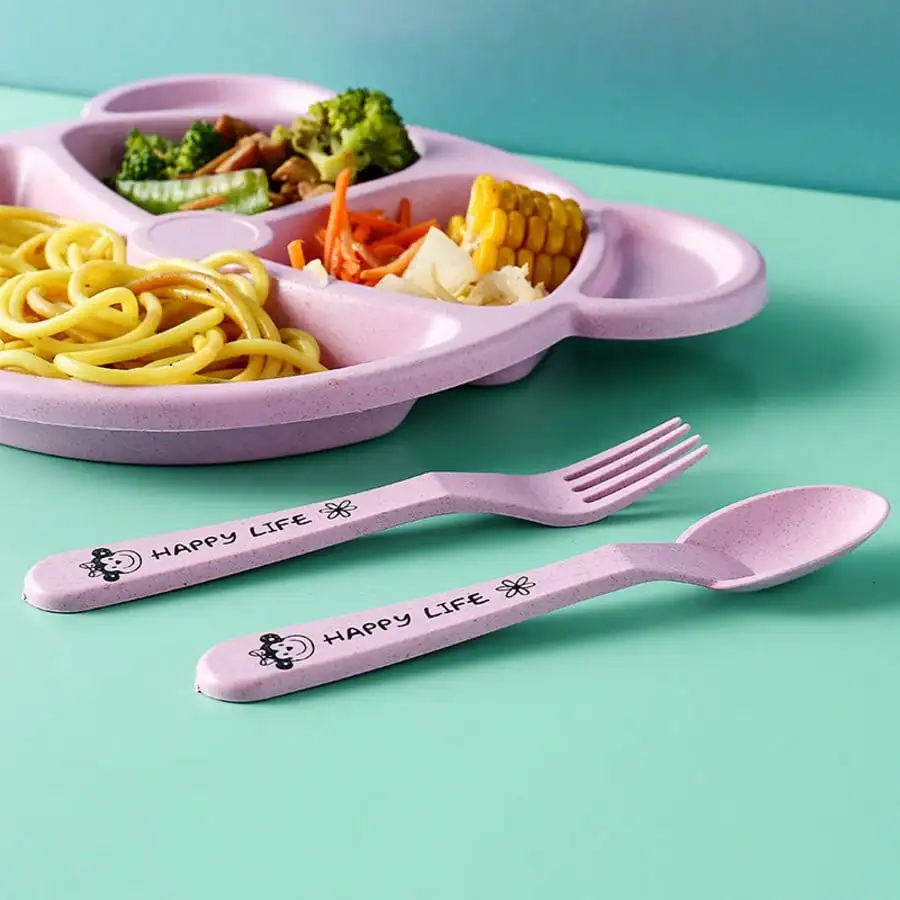 Kindergarten Student Wheat Straw Tableware, Panda Divided Plate 3-Piece, Kids Eating Spoon & Fork, Drop-Resistant Design
Kindergarten Student Wheat Straw Tableware, Panda Divided Plate 3-Piece, Kids Eating Spoon & Fork, Drop-Resistant Design