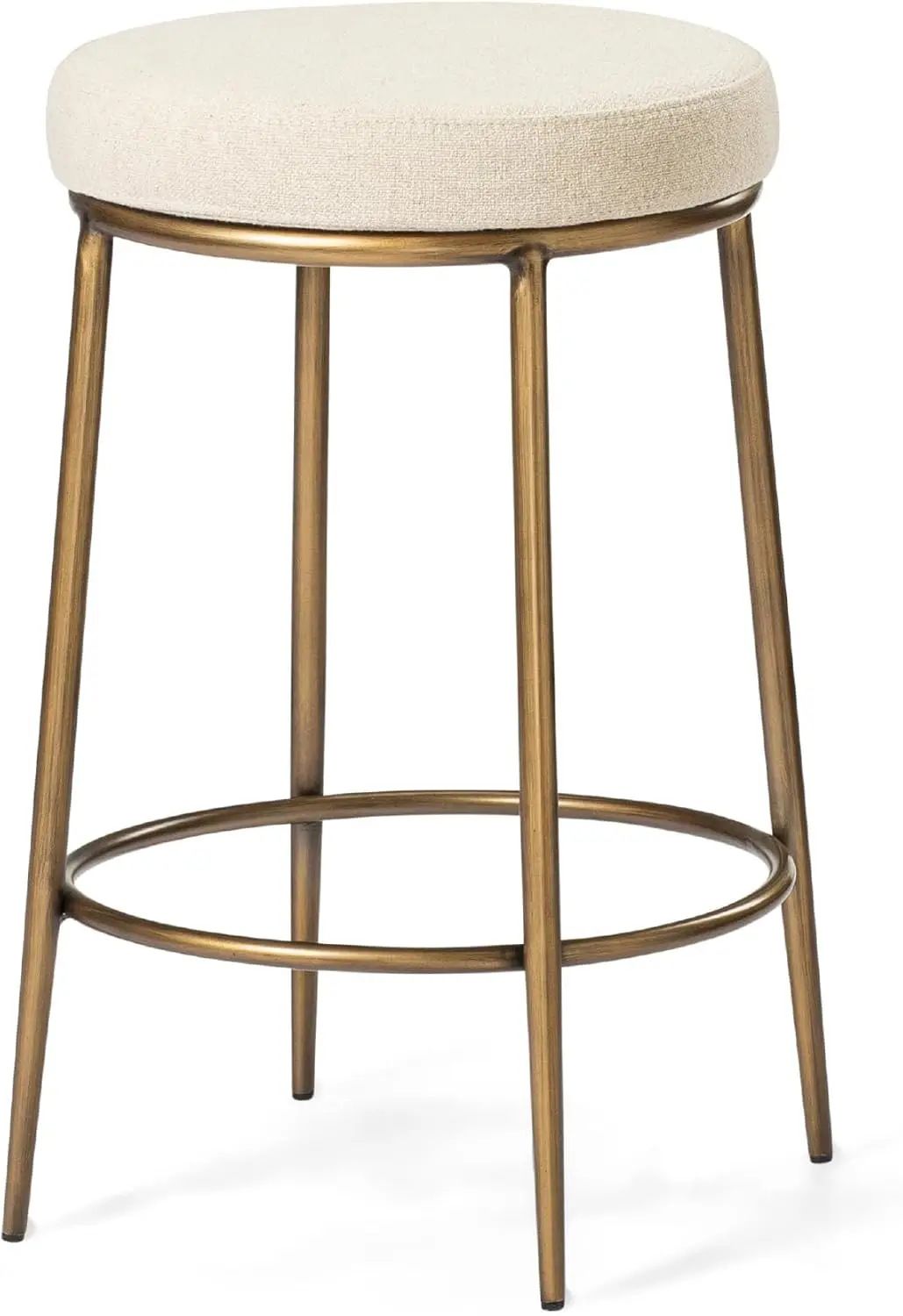 Round Bar Stool with Footrest – Aged Gold Frame & Beige Fabric – Ideal for Kitchen Counters
Round Bar Stool with Footrest – Aged Gold Frame & Beige Fabric – Ideal for Kitchen Counters