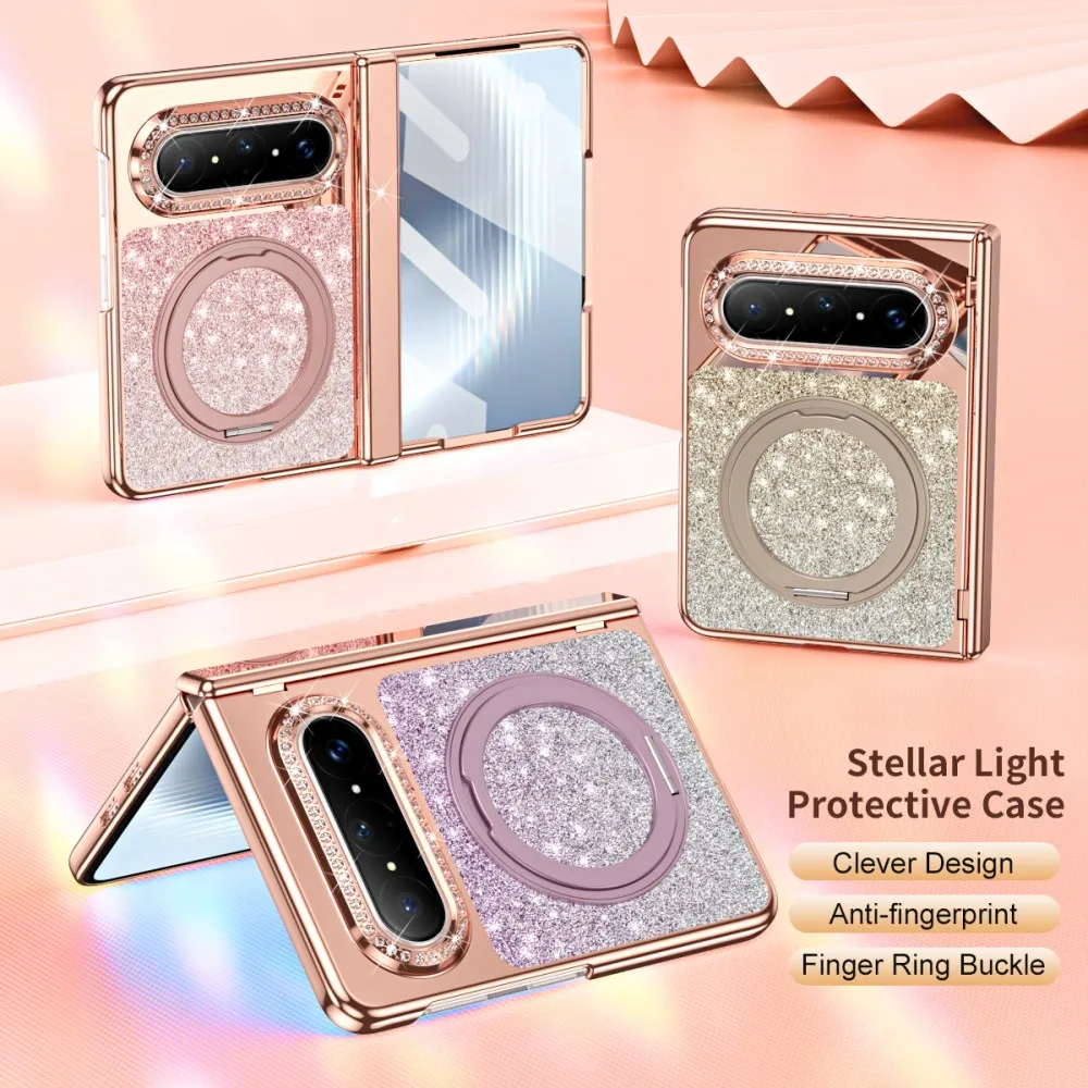 Glitter For HuaWei Pura X Max Magnetic Wireless Charger Holder Case Front Protection Film Plating PC Shell Hinge Back Cover
Glitter For HuaWei Pura X Max Magnetic Wireless Charger Holder Case Front Protection Film Plating PC Shell Hinge Back Cover