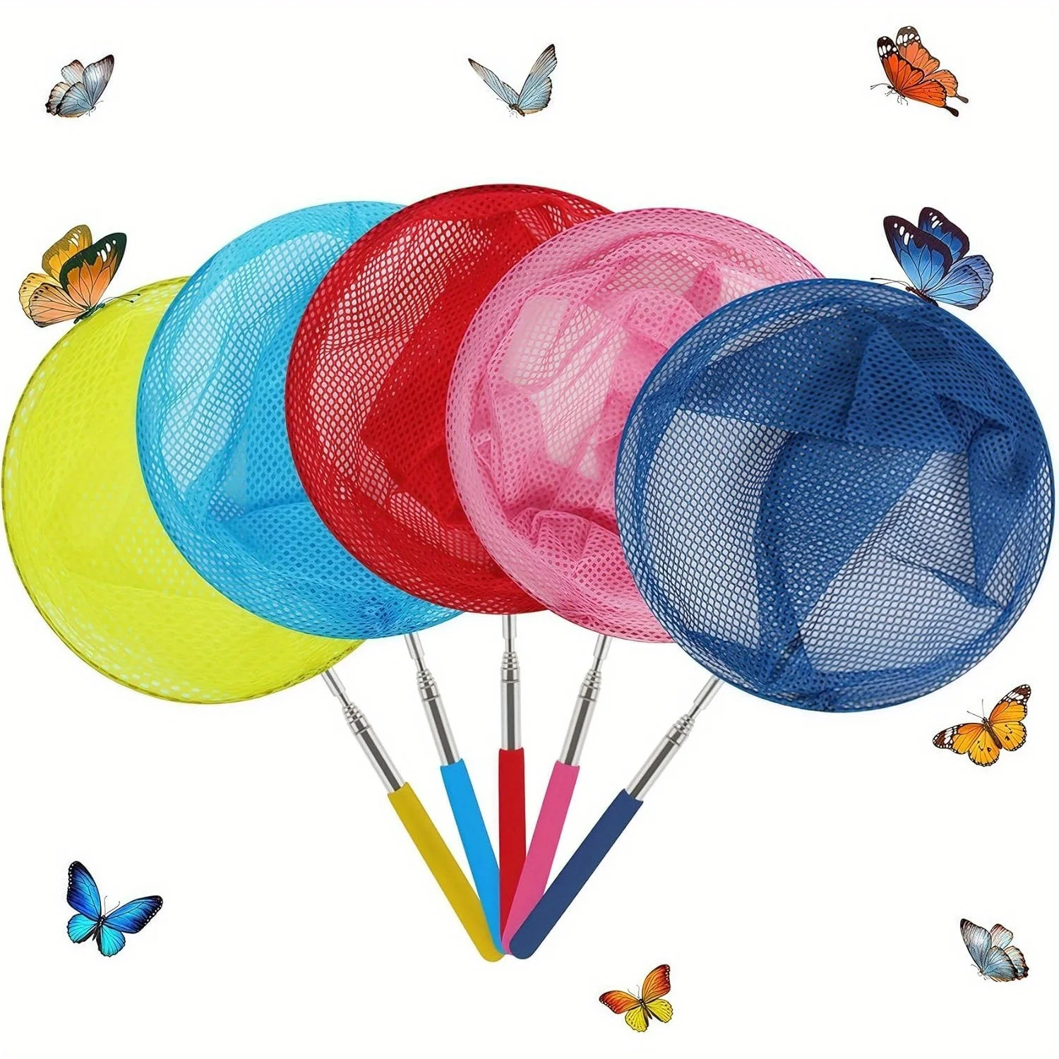 5 Pack Kids Telescopic Butterfly Net - Assorted Colors, Retractable Handle & Lightweight Mesh, Outdoor Insect Catching Play Toy
5 Pack Kids Telescopic Butterfly Net - Assorted Colors, Retractable Handle & Lightweight Mesh, Outdoor Insect Catching Play Toy
