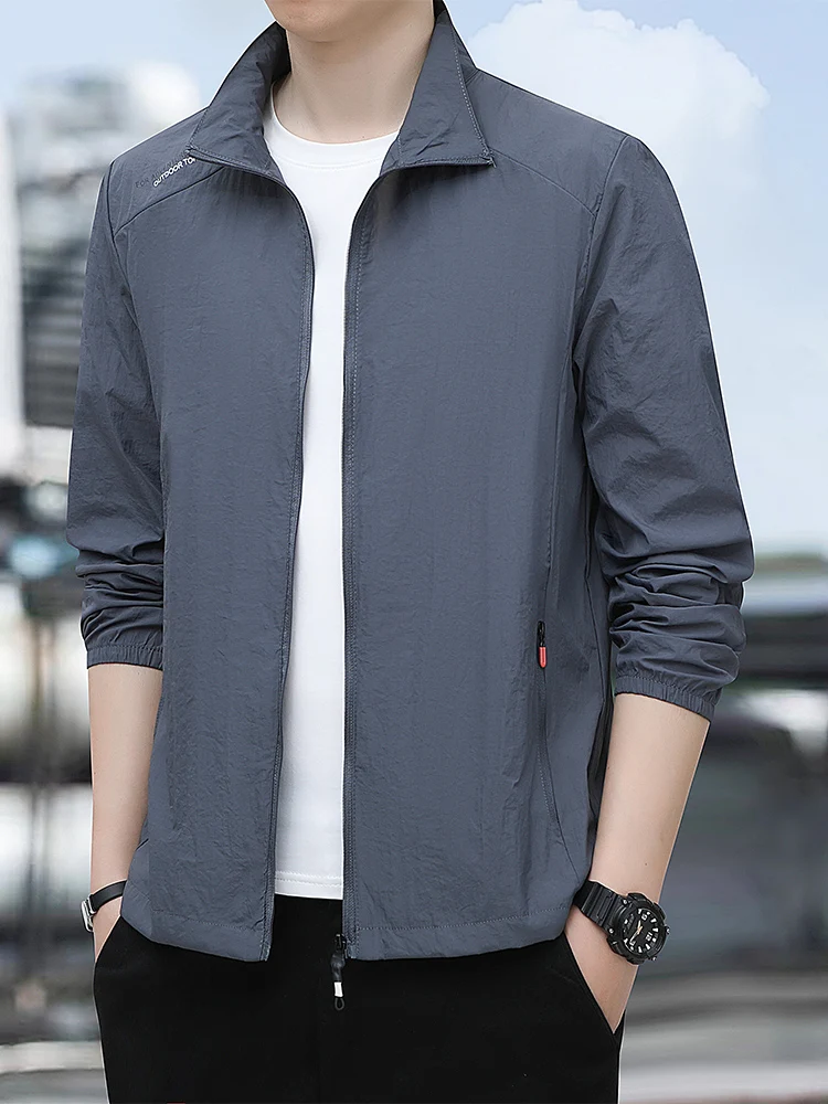 Ice Silk Quick Dry Summer Thin Stand Collar Men's Outdoor Jacket Breathable Fashionable Urban Style Long Sleeve Zipper Decorated
Ice Silk Quick Dry Summer Thin Stand Collar Men's Outdoor Jacket Breathable Fashionable Urban Style Long Sleeve Zipper Decorated