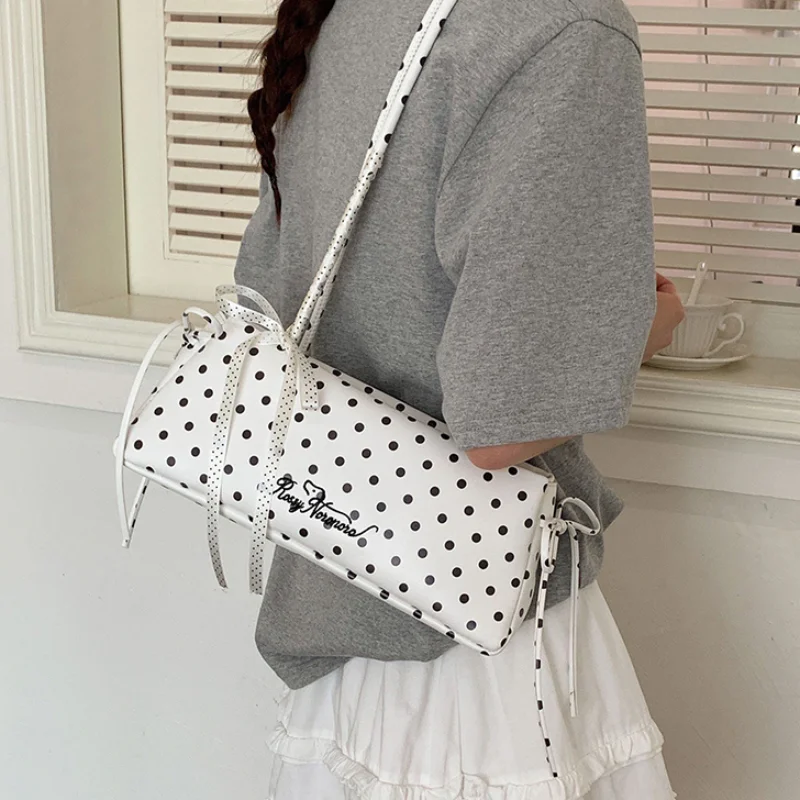 Y2k Polka Dot Shoulder Bag, Korean Fashion Elegant Underarm Bag Cute Lace Bow Decor Womens' Simple Commute Zippered Handbag
Y2k Polka Dot Shoulder Bag, Korean Fashion Elegant Underarm Bag Cute Lace Bow Decor Womens' Simple Commute Zippered Handbag
