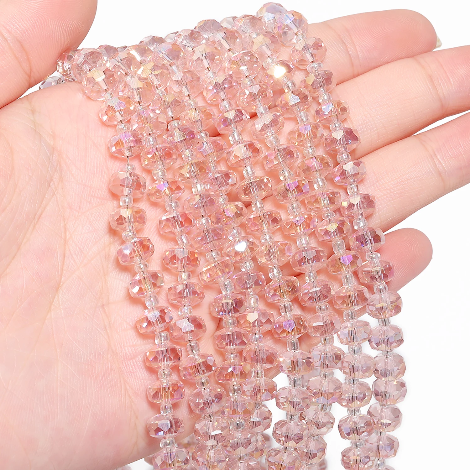 8x5mm Faceted Rondelle AB Pink Crystal Beads Clear Loose Beads For Jewelry Making Supplies DIY Bracelets Accessories 15''
8x5mm Faceted Rondelle AB Pink Crystal Beads Clear Loose Beads For Jewelry Making Supplies DIY Bracelets Accessories 15''
