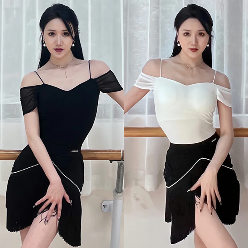 2023 Summer Latin Dance Tops Off Shoulder Black Sexy Bodysuit Adult Women Rumba Ballroom Dance Clothes Practice Wear DNV18414
2023 Summer Latin Dance Tops Off Shoulder Black Sexy Bodysuit Adult Women Rumba Ballroom Dance Clothes Practice Wear DNV18414