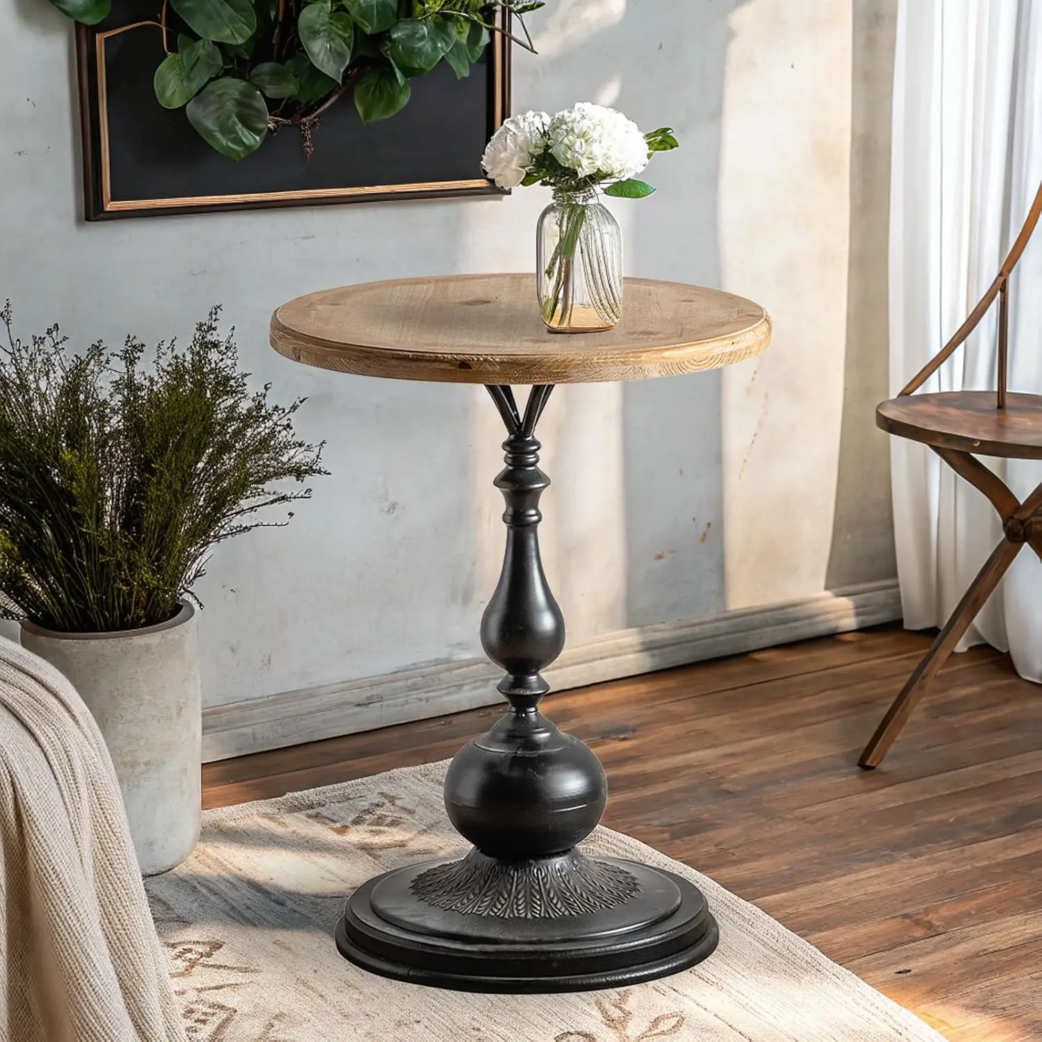 Vintage Round End Table Living Room, Rusitc Side Table, Farmhouse Pedestal Table For Bedroom, Retro Wood Accent Tables For Home
Vintage Round End Table Living Room, Rusitc Side Table, Farmhouse Pedestal Table For Bedroom, Retro Wood Accent Tables For Home