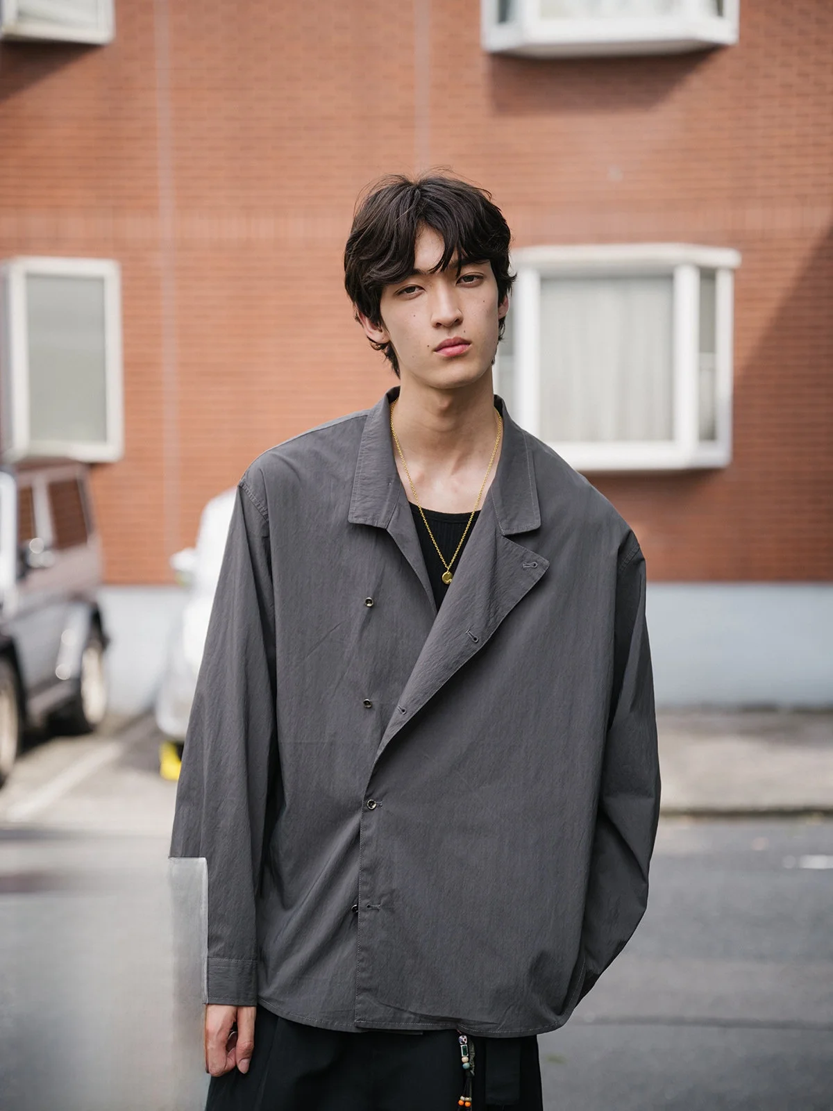 Gray Long Sleeve Shirt Men's Simple Double Button Style Autumn Fashion Casual Loose Fit Nylon Cotton Spandex Blend Youth
Gray Long Sleeve Shirt Men's Simple Double Button Style Autumn Fashion Casual Loose Fit Nylon Cotton Spandex Blend Youth