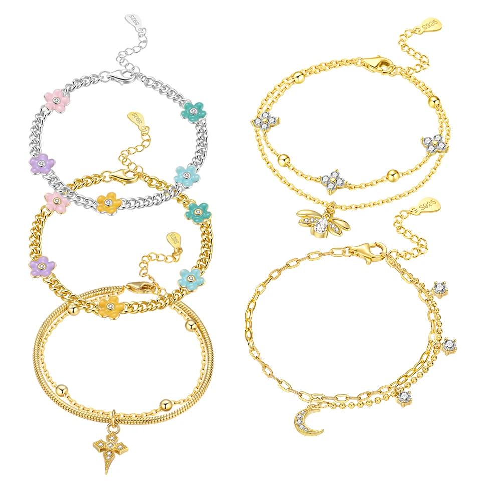 Cute Animal Charm Bracelet 925 Silver Cat Butterfly Firefly Moon Star Flower Design Gift for Her Jewelry for Women
Cute Animal Charm Bracelet 925 Silver Cat Butterfly Firefly Moon Star Flower Design Gift for Her Jewelry for Women