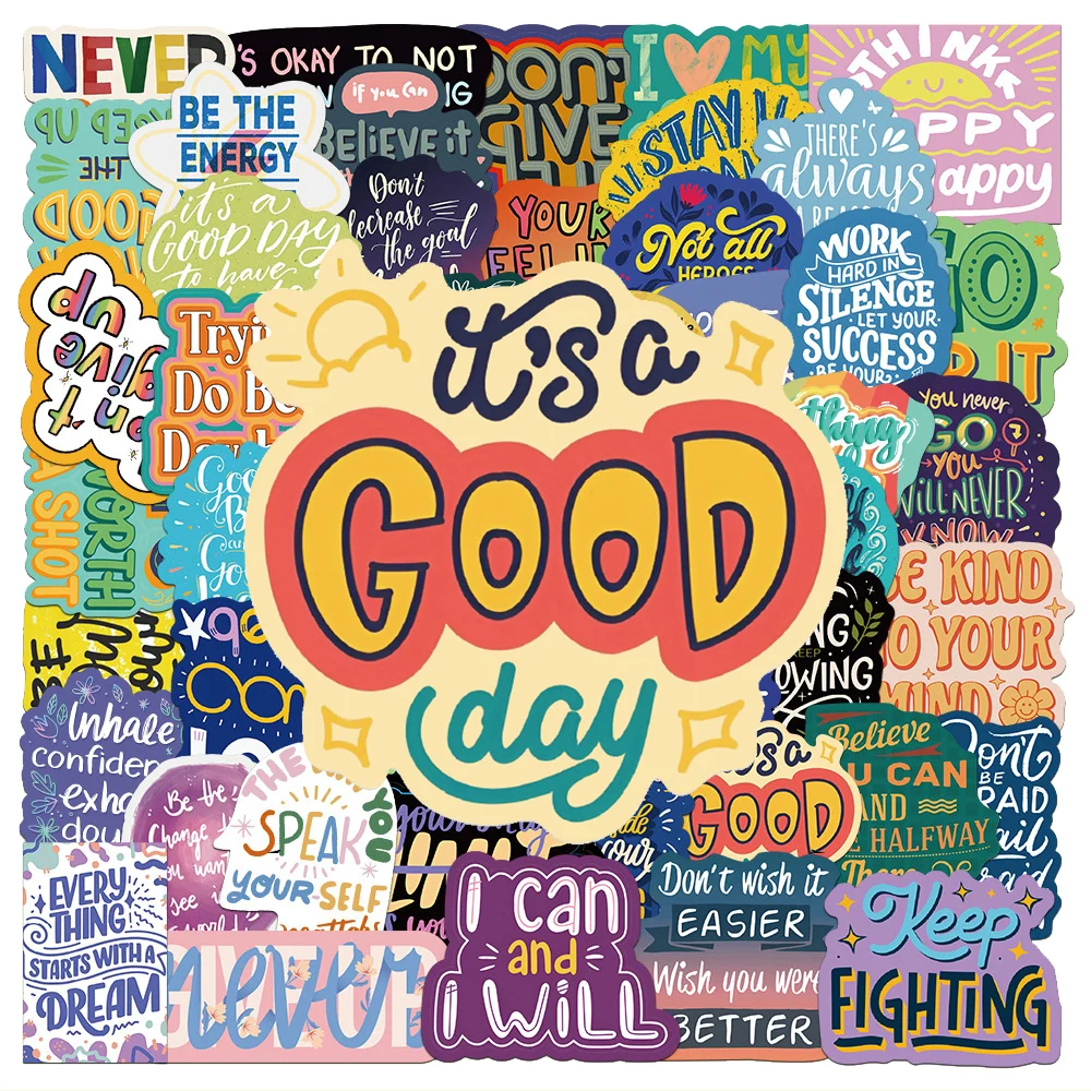 10/30/50pcs Inspirational Phrases Colorful Graffiti Stickers Cute Aesthetic Decal Decoration DIY Motorcycle Suitcase PVC Sticker
10/30/50pcs Inspirational Phrases Colorful Graffiti Stickers Cute Aesthetic Decal Decoration DIY Motorcycle Suitcase PVC Sticker