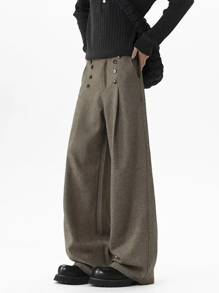 Мужские брюки свободного кроя А-силуэта с широкими штанинами, коричневые, двубортные, плиссированные, повседневные, струящиеся, в стиле кэжуал, для весеннего сезона, из полиэфирного волокна
Мужские брюки свободного кроя А-силуэта с широкими штанинами, коричневые, двубортные, плиссированные, повседневные, струящиеся, в стиле кэжуал, для весеннего сезона, из полиэфирного волокна