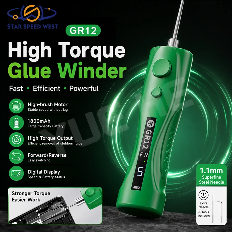 MIJING GR12 High Torque Glue Winder 1800mAh Large Battery Ergonomic Grip Speed Display for Phone OCA Battery Glue Removal Tools
MIJING GR12 High Torque Glue Winder 1800mAh Large Battery Ergonomic Grip Speed Display for Phone OCA Battery Glue Removal Tools