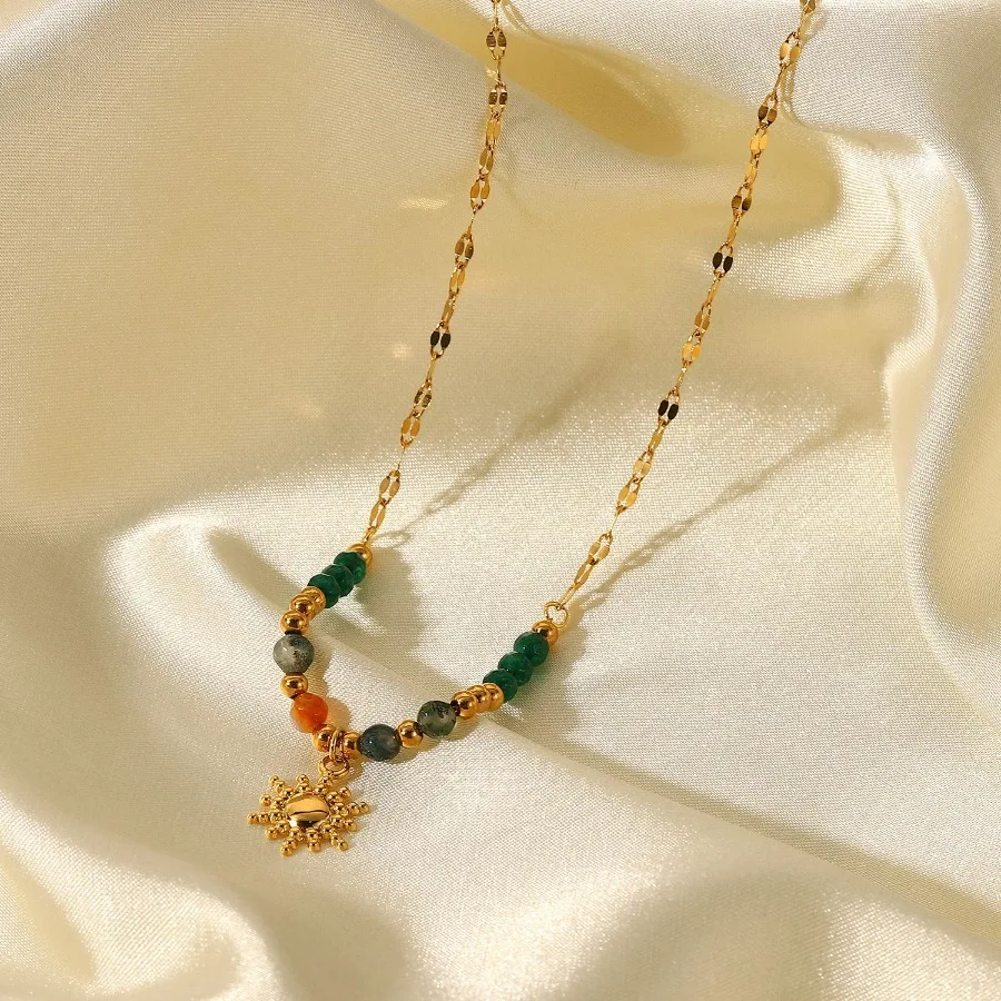 French Fashion Retro Ins Wind Natural Stone Pendant Necklace 18k Gold Stainless Steel Sun Pendant Titanium Steel Pendant For Wo
French Fashion Retro Ins Wind Natural Stone Pendant Necklace 18k Gold Stainless Steel Sun Pendant Titanium Steel Pendant For Wo