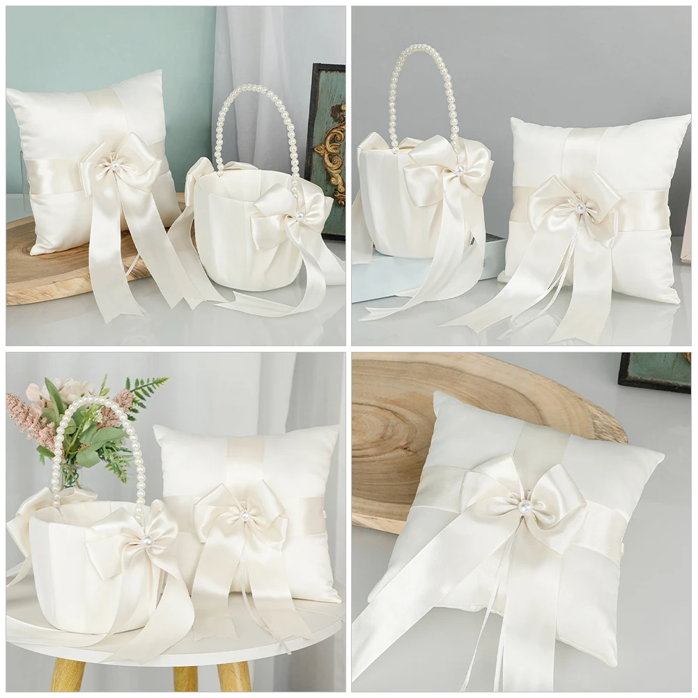 1 set 1 Set Pearl Lace Pu Cloth Flower Ring Pillow Set Wedding Flower Girl Basket Ring Bearer Holder Cushion Decorative Romantic
1 set 1 Set Pearl Lace Pu Cloth Flower Ring Pillow Set Wedding Flower Girl Basket Ring Bearer Holder Cushion Decorative Romantic