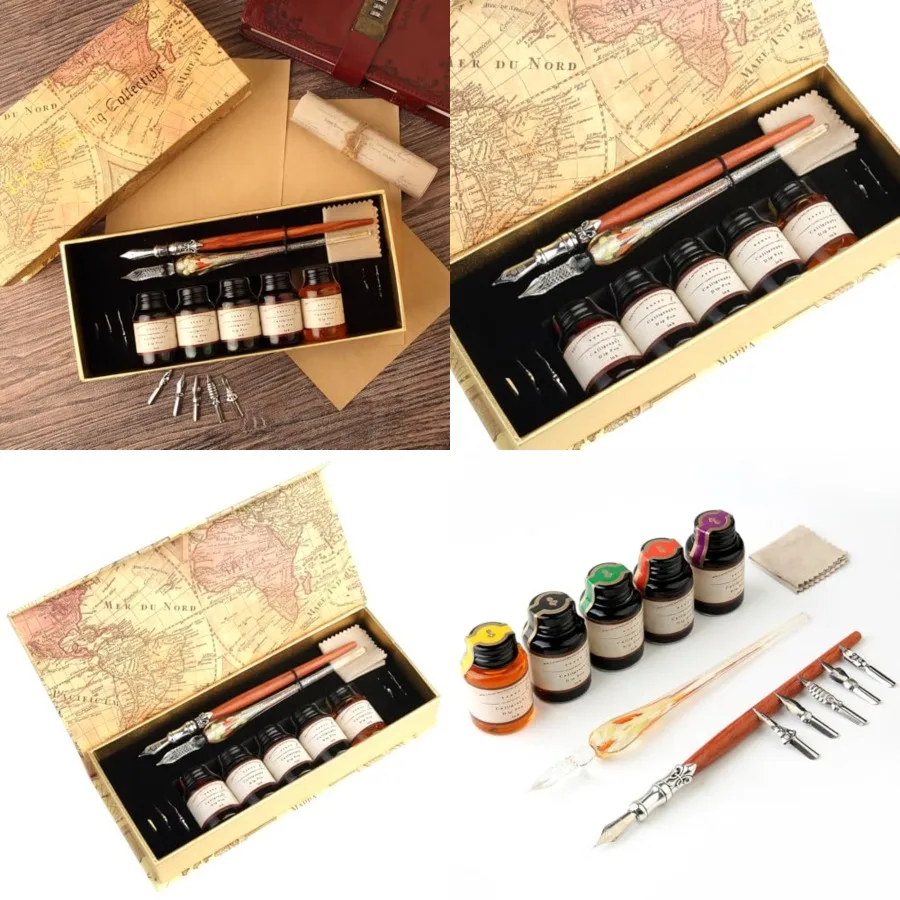 MU-02 Calligraphy Pen Set, Glass Dip Pen and Handcrafted Wooden Dip Pen Gift Set with 5 Colors Calligraphy Ink 6 Nibs, Calligra
MU-02 Calligraphy Pen Set, Glass Dip Pen and Handcrafted Wooden Dip Pen Gift Set with 5 Colors Calligraphy Ink 6 Nibs, Calligra
