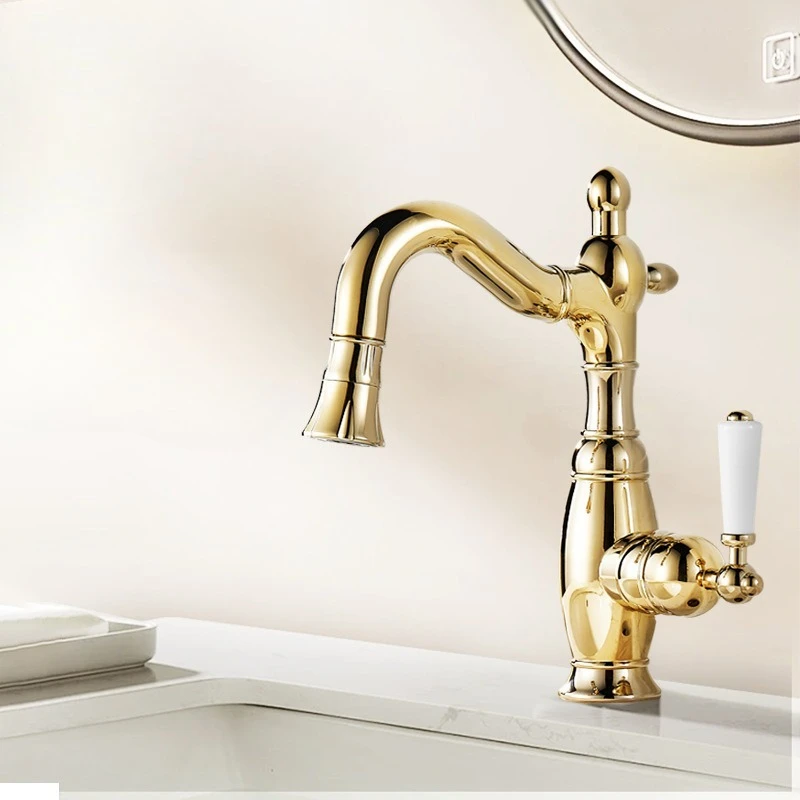 All-Copper French Retro Faucet High-Value Hot and Cold Water Faucet Washbasin Ceramic Handle Rotatable Pull-Out Faucet
All-Copper French Retro Faucet High-Value Hot and Cold Water Faucet Washbasin Ceramic Handle Rotatable Pull-Out Faucet