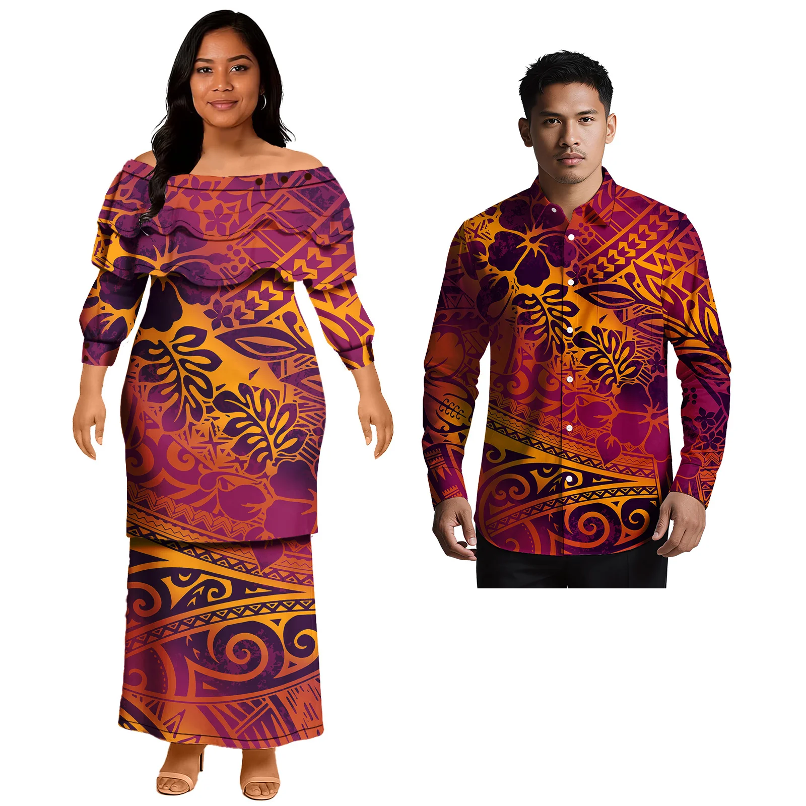Парные комплекты в этническом стиле: мужская рубашка с пуговицами в самоанском полинезийском стиле и женское макси-платье в гавайском племенном стиле, повседневные наряды для пар
Парные комплекты в этническом стиле: мужская рубашка с пуговицами в самоанском полинезийском стиле и женское макси-платье в гавайском племенном стиле, повседневные наряды для пар