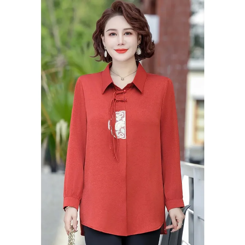 Women Chinese Style Long Sleeve Shirt Elegant Stand Collar Loose Casual Tops for Middle-Aged Mom
Women Chinese Style Long Sleeve Shirt Elegant Stand Collar Loose Casual Tops for Middle-Aged Mom