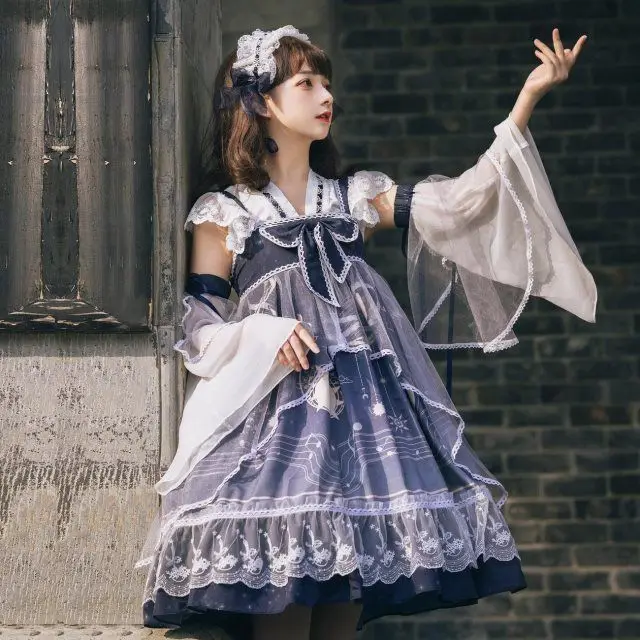 sweer lolita dress Kawaii Women Stand Lace Sleeve Blouses Butterfly Print Princess Skirt Vintage Elegance Lolita Sets
sweer lolita dress Kawaii Women Stand Lace Sleeve Blouses Butterfly Print Princess Skirt Vintage Elegance Lolita Sets