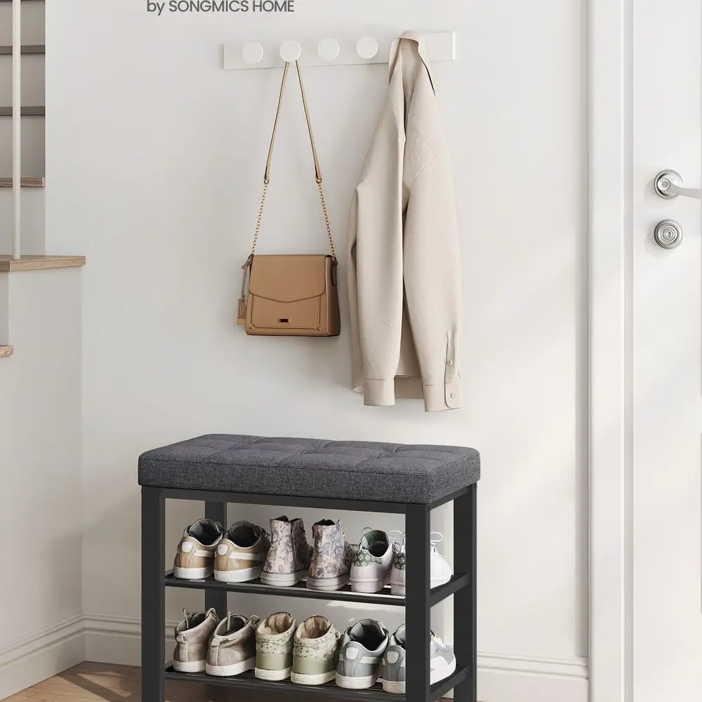 Shoe Bench, 3-Tier Shoe Rack For Entryway, Storage Organizer With Foam Padded Seat, Linen, Metal Frame, For Living Room
Shoe Bench, 3-Tier Shoe Rack For Entryway, Storage Organizer With Foam Padded Seat, Linen, Metal Frame, For Living Room