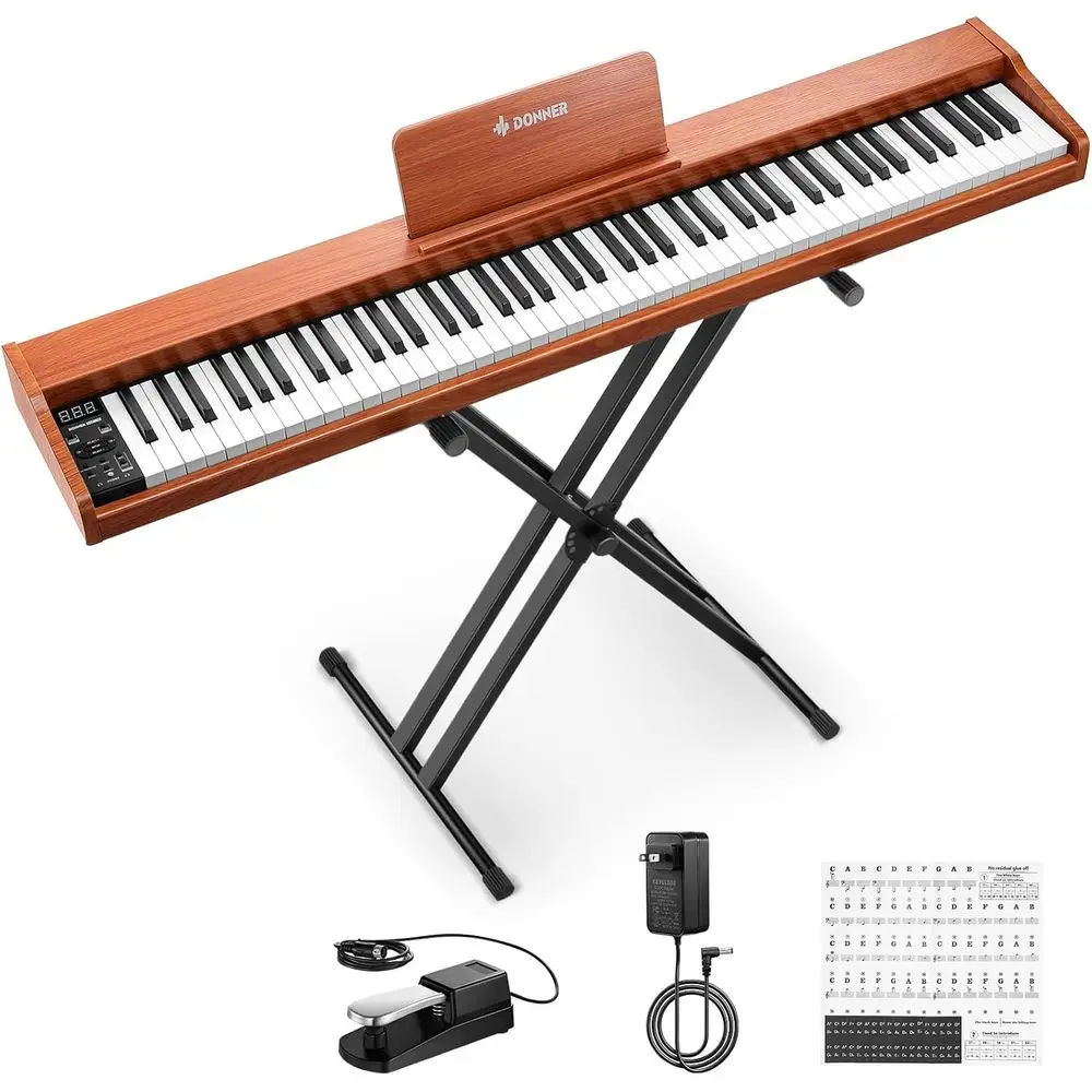 88-Key Digital Piano for Beginners with Velocity-Sensitive Keys, Recording, Bluetooth, Chord Function, Includes Stand, Stickers,
88-Key Digital Piano for Beginners with Velocity-Sensitive Keys, Recording, Bluetooth, Chord Function, Includes Stand, Stickers,