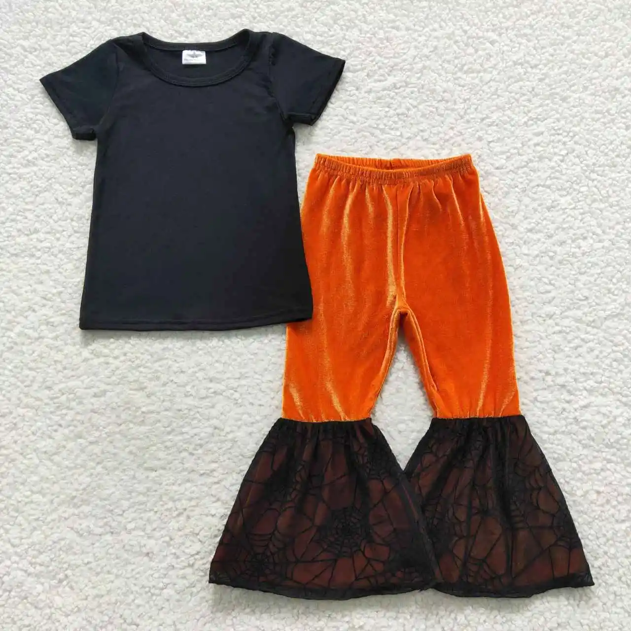 z924-13 GSPO0772 Wholesale hot sale Black short-sleeved orange velvet flare pant suit baby girls clothes boutique sets
z924-13 GSPO0772 Wholesale hot sale Black short-sleeved orange velvet flare pant suit baby girls clothes boutique sets