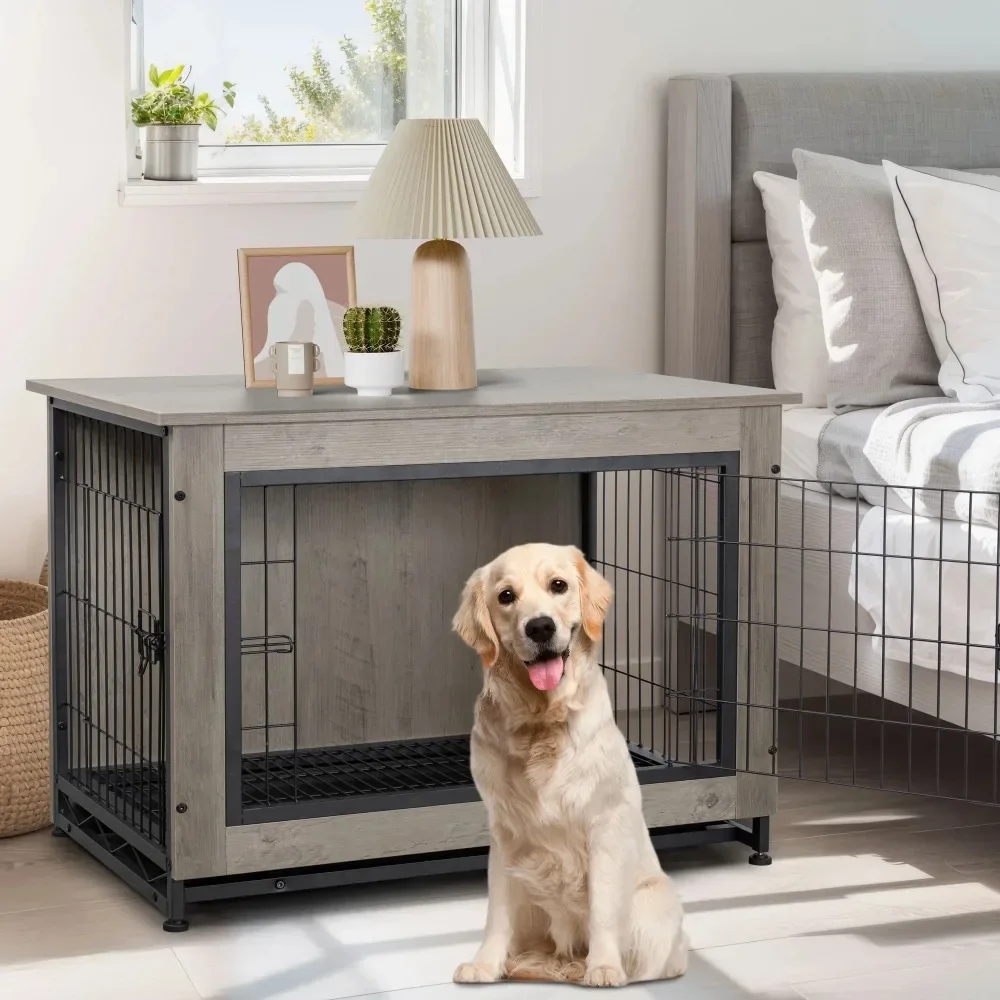 Modern Wooden Dog Crate Furniture,Double-Doors Kennel Indoor with Divider and Removable Tray,End Table Dog Crate for Decoration
Modern Wooden Dog Crate Furniture,Double-Doors Kennel Indoor with Divider and Removable Tray,End Table Dog Crate for Decoration