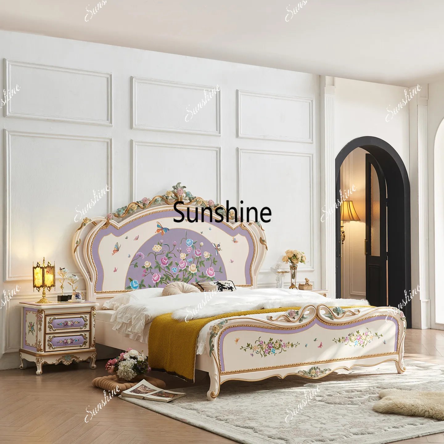 Solid wood master bedroom high-end luxury villa double princess wedding bed
Solid wood master bedroom high-end luxury villa double princess wedding bed