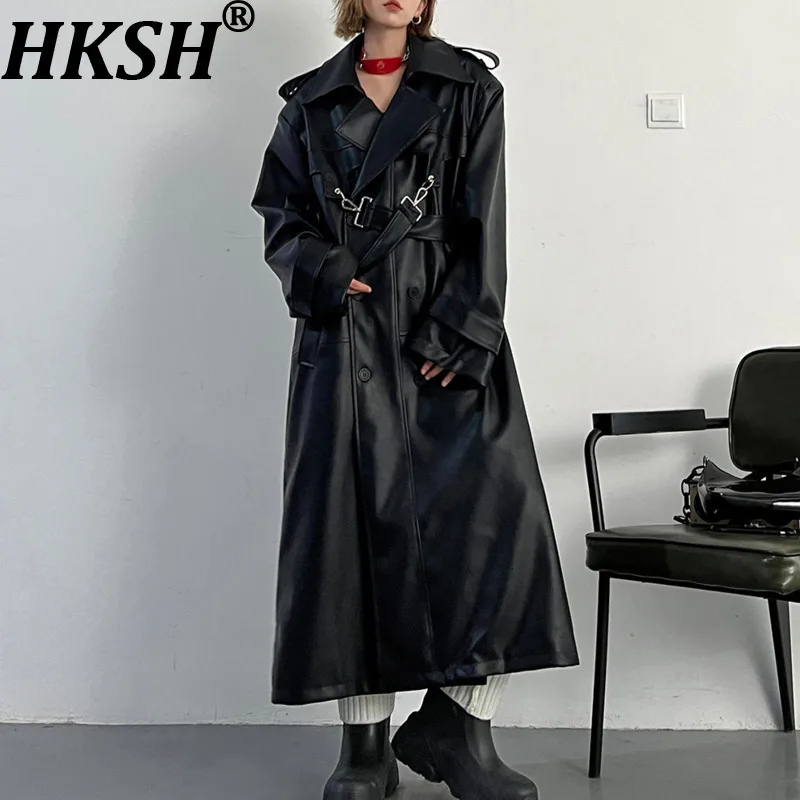 HKSH Spring Autumn New Women's Long Trench Coat PU Leather Double Breasted Belt Pockets Streetwear Punk Chic Windbreaker HK13965
HKSH Spring Autumn New Women's Long Trench Coat PU Leather Double Breasted Belt Pockets Streetwear Punk Chic Windbreaker HK13965