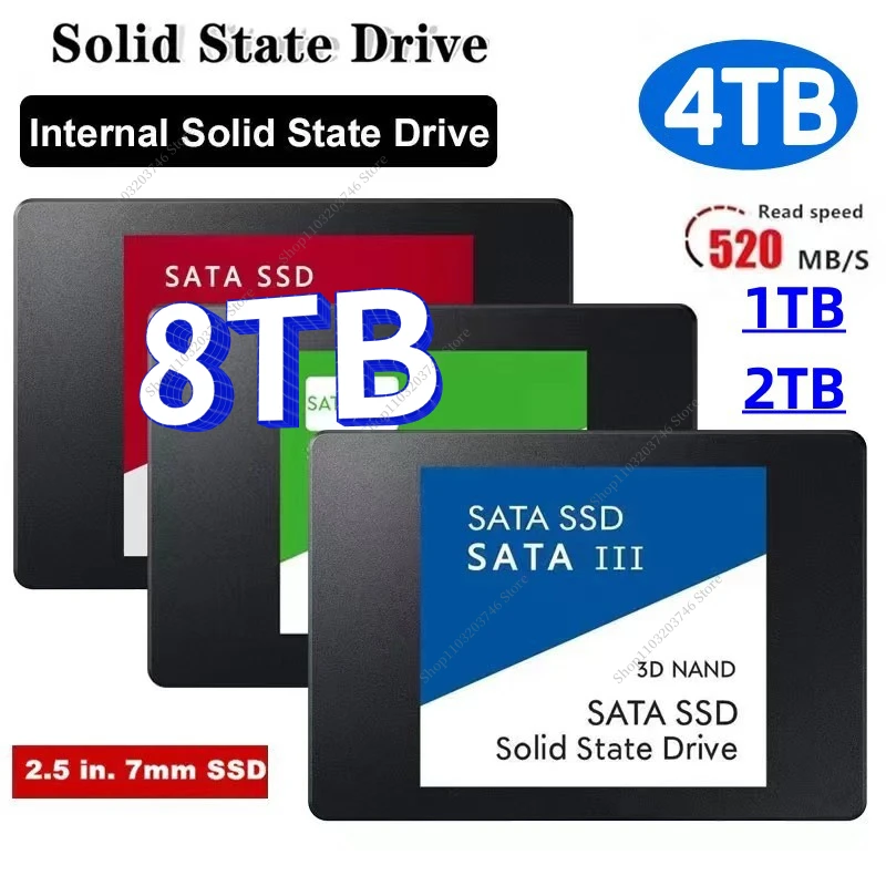 8TB SSD High-speed 1TB 2TB 4TB Hard Drive Disk SATA 3 2.5 Inch TLC 560mb/s Internal Solid State Drive for Laptop Desktop PC PS4
8TB SSD High-speed 1TB 2TB 4TB Hard Drive Disk SATA 3 2.5 Inch TLC 560mb/s Internal Solid State Drive for Laptop Desktop PC PS4