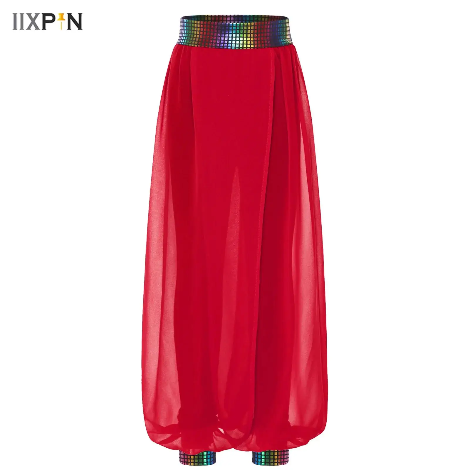 Kids Girls Belly Dance Pants Metallic Elastic Waistband Patchwork Chiffon Pants for Party Jazz Dance Cheerleading Competition
Kids Girls Belly Dance Pants Metallic Elastic Waistband Patchwork Chiffon Pants for Party Jazz Dance Cheerleading Competition