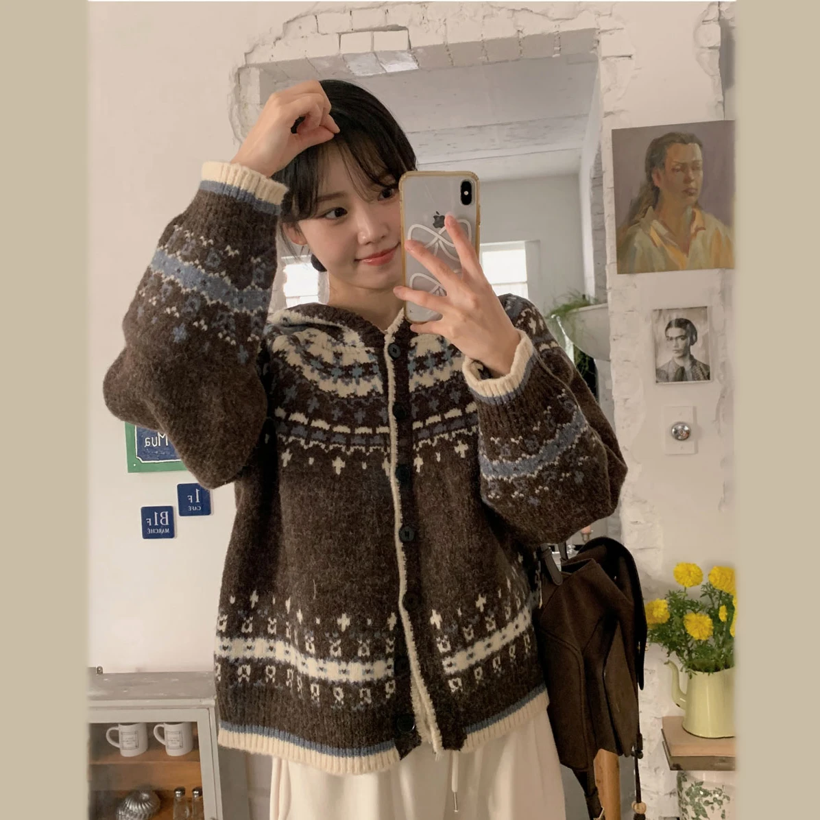 Women Retro Heavy Industry Jacquard Hooded Knitted Cardigan Autumn Winter Thickened Warm Casual Loose Versatile Sweater Jackets
Women Retro Heavy Industry Jacquard Hooded Knitted Cardigan Autumn Winter Thickened Warm Casual Loose Versatile Sweater Jackets