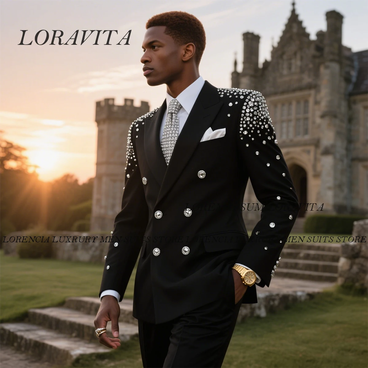 Customized Glitter Crystals Beaded Men Suit For Wedding 2 Pieces Sets Male Prom Blazer Slim Fit trajes para hombre Groom Tuxedo
Customized Glitter Crystals Beaded Men Suit For Wedding 2 Pieces Sets Male Prom Blazer Slim Fit trajes para hombre Groom Tuxedo