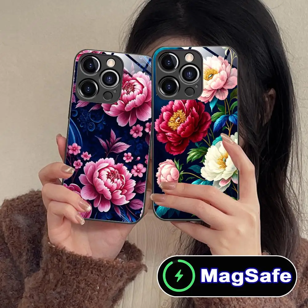 Чехол для телефона с цветами пиона для iPhone 17 16 15 14 13 12 11 Air Pro Max Plus Mini, стеклянный, цветной, с поддержкой MagSafe, роскошный чехол
Чехол для телефона с цветами пиона для iPhone 17 16 15 14 13 12 11 Air Pro Max Plus Mini, стеклянный, цветной, с поддержкой MagSafe, роскошный чехол