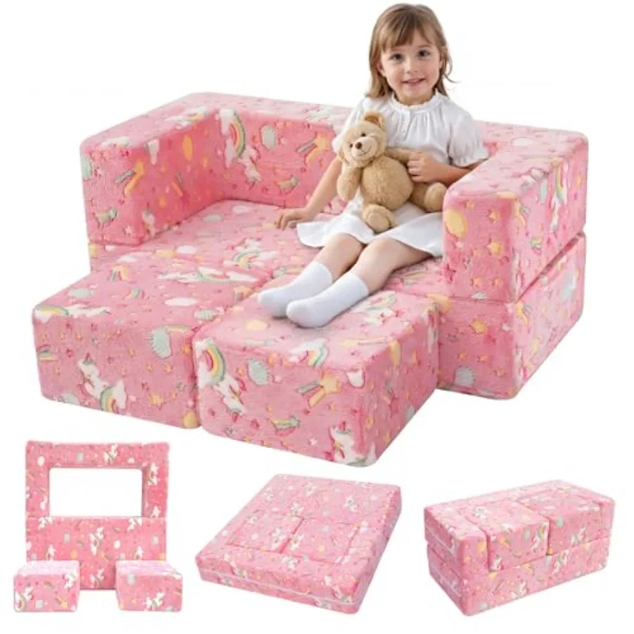Colorful Unicorn Glow-in-the-Dark Play Couch Modular Toddler Couch that Folds Out to Bed Convertible Foam Loveseat for Girls Be
Colorful Unicorn Glow-in-the-Dark Play Couch Modular Toddler Couch that Folds Out to Bed Convertible Foam Loveseat for Girls Be