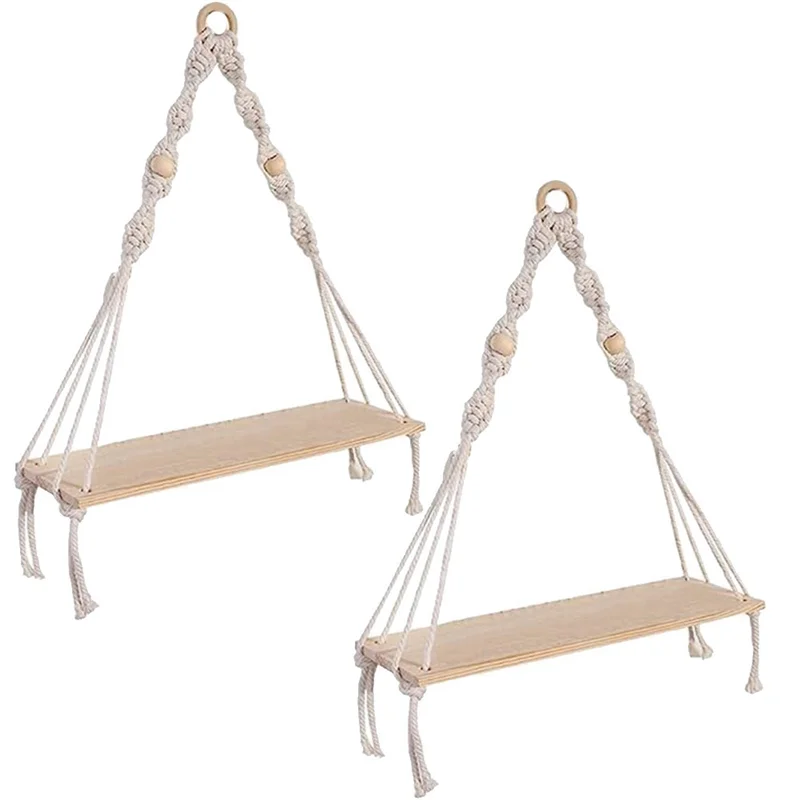 Wall Hanging Shelf ,Boho Shelves With Wood Shelf ,2 Pcs Handmade Macrame Shelf for Hanging Plants and Decor
Wall Hanging Shelf ,Boho Shelves With Wood Shelf ,2 Pcs Handmade Macrame Shelf for Hanging Plants and Decor