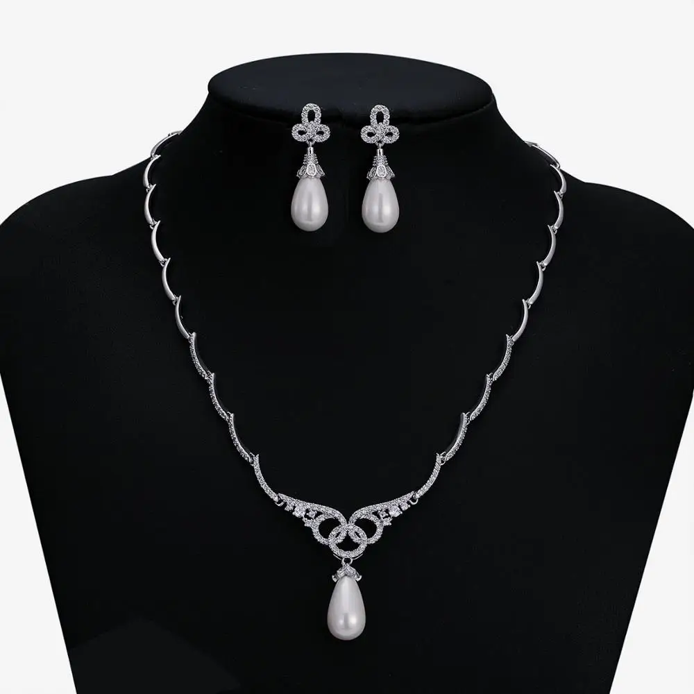 Top Quality 5A Cubic Zirconia Pearl Bridal Wedding Necklace Earring Set,Women Prom Party Jewelry Sets
Top Quality 5A Cubic Zirconia Pearl Bridal Wedding Necklace Earring Set,Women Prom Party Jewelry Sets
