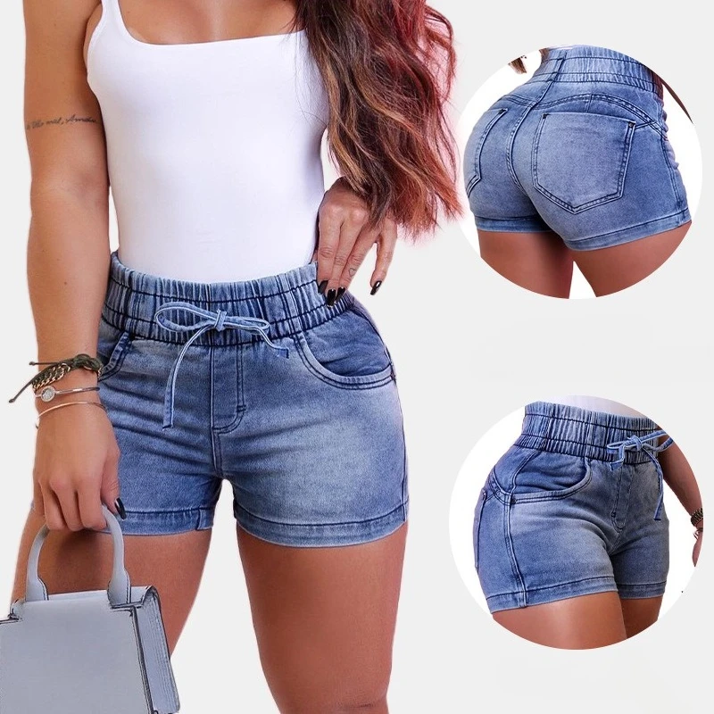 Luxury fashion slim spring/summer new slim denim shorts women's high waist elastic waist lace-up hot pants
Luxury fashion slim spring/summer new slim denim shorts women's high waist elastic waist lace-up hot pants