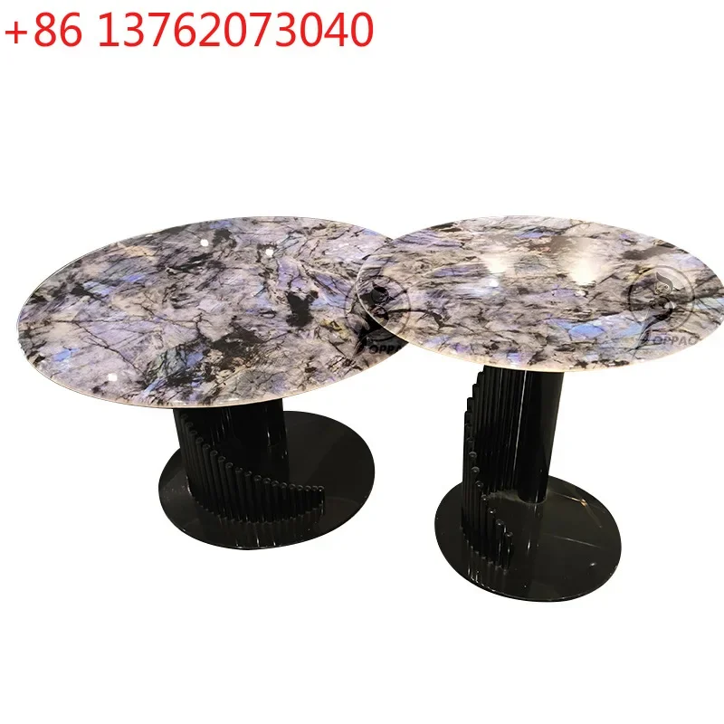 Design stainless steel supercrystalline stone size round coffee table side table
Design stainless steel supercrystalline stone size round coffee table side table