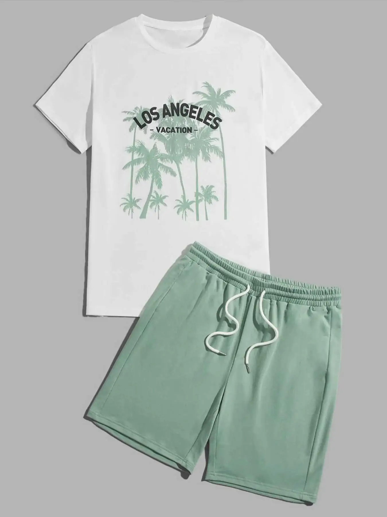 Мужская летняя повседневная одежда, дышащая спортивная футболка с принтом пальмы и надписью для отдыха, шорты на шнурке, комплект из двух предметов
Мужская летняя повседневная одежда, дышащая спортивная футболка с принтом пальмы и надписью для отдыха, шорты на шнурке, комплект из двух предметов