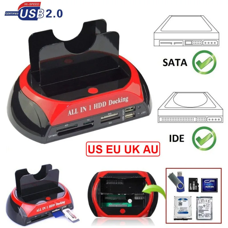 Hannord All in 1 HDD Docking Multifunc 2.5/3.5'' SATA Multi-Function HDD Docking Station IDE&SATA Hard Disk Base USB HUB Reader
Hannord All in 1 HDD Docking Multifunc 2.5/3.5'' SATA Multi-Function HDD Docking Station IDE&SATA Hard Disk Base USB HUB Reader