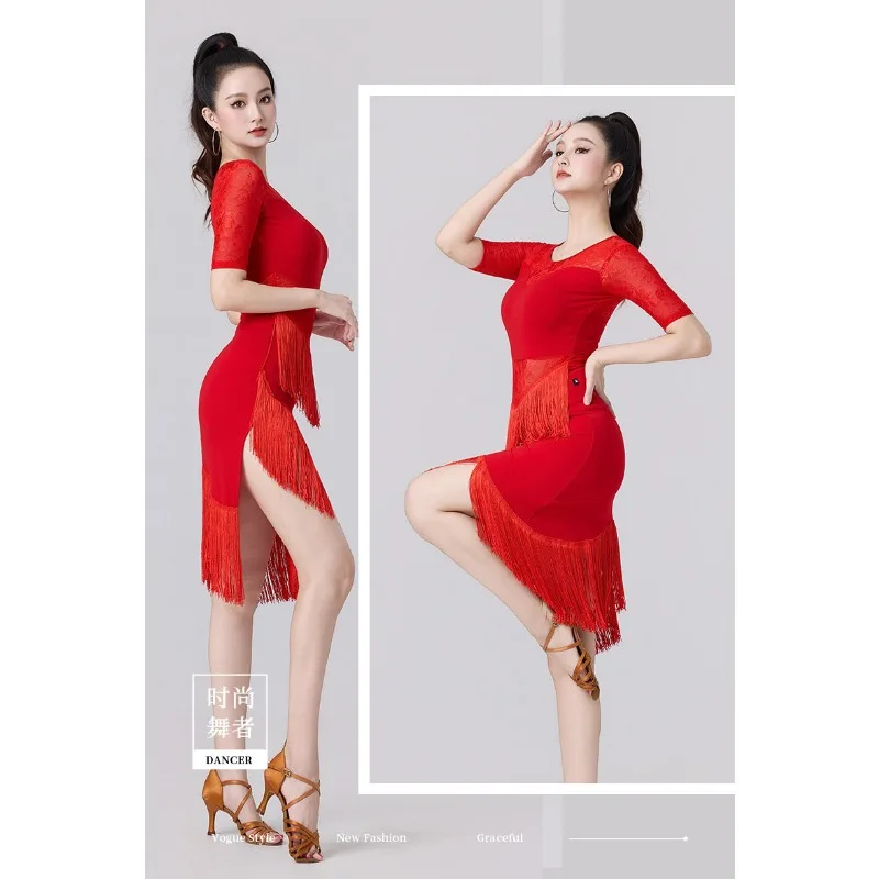S-3XL Red Tassel Latin Dance Dress Summer V Neck Women Professional Training Competition Stage Ballroom Performance Costume
S-3XL Red Tassel Latin Dance Dress Summer V Neck Women Professional Training Competition Stage Ballroom Performance Costume