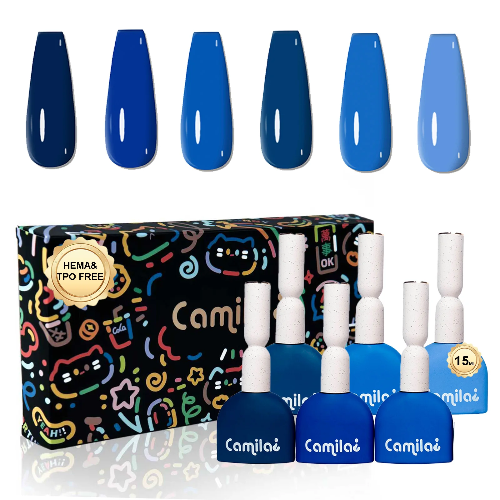 Camila ¿ nail Polish 6pcs 15ml Set Navy Blue Gel Nail Polish Kit Hema &Tpo Free UV Gel Polish Manicure Salon For Women F Set
Camila ¿ nail Polish 6pcs 15ml Set Navy Blue Gel Nail Polish Kit Hema &Tpo Free UV Gel Polish Manicure Salon For Women F Set